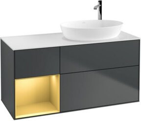 V&B Waschtischunterschrank Finion mit Wandbeleuchtung, Grau lackiert, Breite: 120 cm, Tiefe: 50,1 cm, Höhe: 50,1 cm - Bild 1