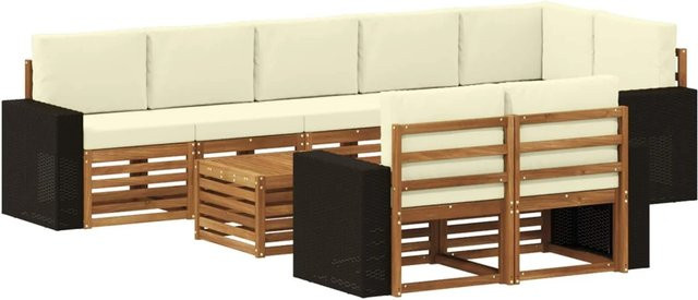 vidaXL Sofagarnitur aus Massivholz Akazie in Braun mit modernem Latten-Design und reversibler Funktion - Bild 1