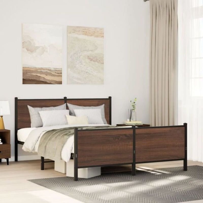 Metallbett Vidaxl aus Stahl in Braun, Modernes Design, B/T: 140 x 200 cm - Bild 1