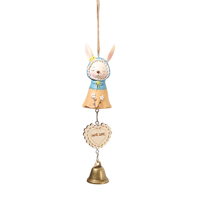 Japanisches Windspiel mit Kaninchen-Anhänger aus Kunstharz in Grau und Mehrfarbig für Wohnzimmer und Schlafzimmer - Bild 2