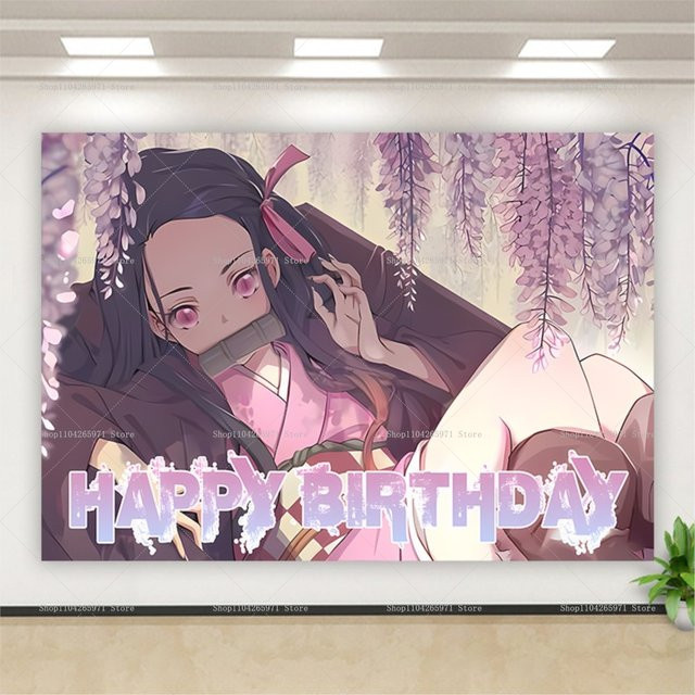 Bandai Demon Slayer Kimetsu no Yaiba Anime Fotohintergrund Banner für Kindergeburtstage, Mehrfarbig, B: 150 cm, H: 100 cm - Bild 1