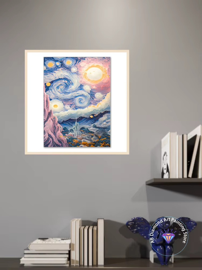 Potdemiel Diamond Painting Set Rund Nacht Sternenhimmel Mosaik Stickerei Kit Multicolor - Bild 2