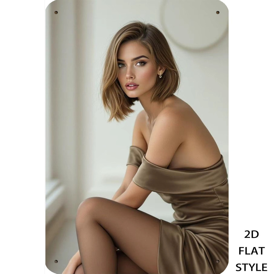 CiciWow 2D-Flachmetallschild mit Frauenporträt in Weiß und Multicolour, B: 20,3 cm, H: 30,5 cm - Bild 2