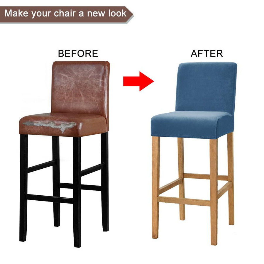Yiran Furniture Stretch-Stuhlbezug aus Samt für Esszimmer und Barhocker, Milch-Weiß - Bild 2