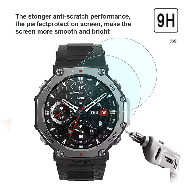 Huami Displayschutzfolie für Amazfit T-REX 3, HD-Hartglas, transparent - Bild 2