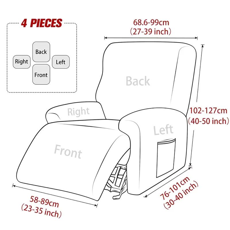 WANERQU 4er Set Jacquard Liegestuhlbezüge Stretch Couch Schonbezüge in Dunkelgrau - Bild 2