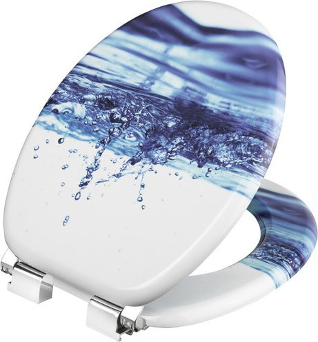WELLWATER WC-Sitz WATERDROP in Weiss mit Softclose-Funktion und Quick-Release, D-Form, B: 38,0 cm, T: 47,5 cm, H: 3,2 cm - Bild 1