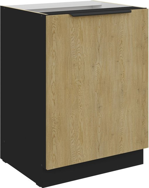 Küchenunterschrank CREMONA mit Einlegeboden in Eiche und Schwarz, Breite: 60 cm - Bild 1
