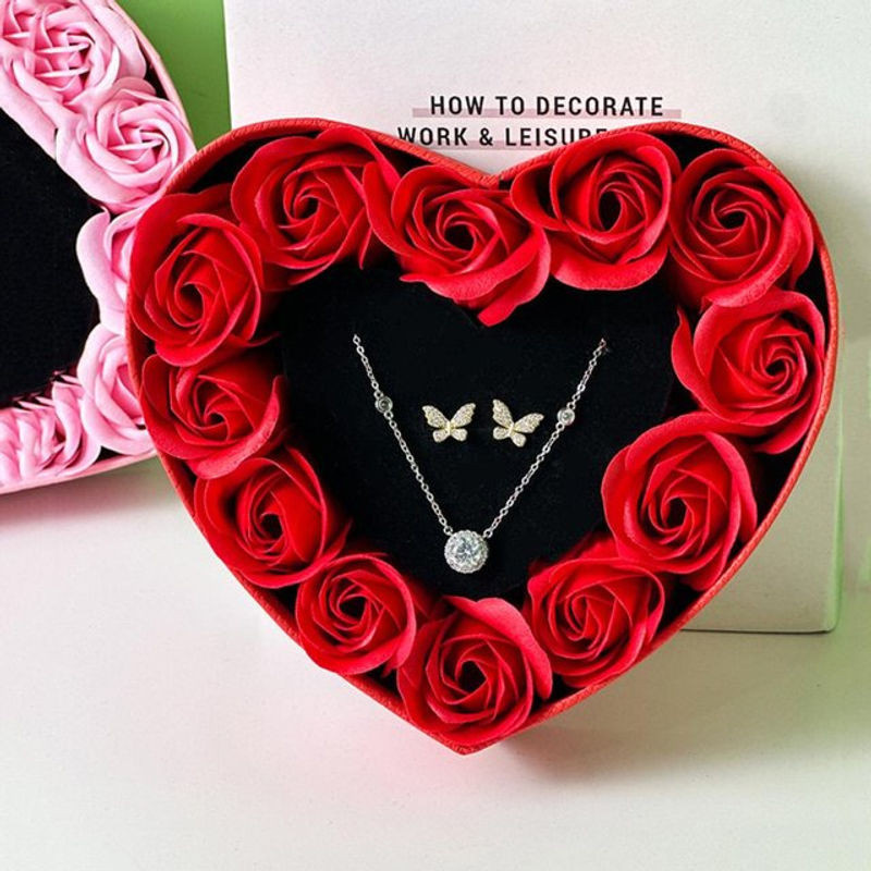 Rote Rosen-Geschenkbox für Anlässe wie Hochzeitstag, Valentinstag, Weihnachten oder Muttertag - Bild 1