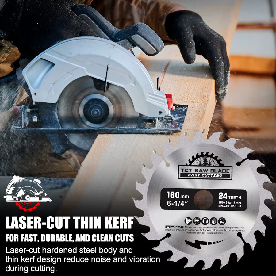 XCAN Kreissäge Klinge mit Hartmetall-Sägeblatt für die Holzbearbeitung, Durchmesser: 160 mm, Bohrung: 20 mm - Bild 4