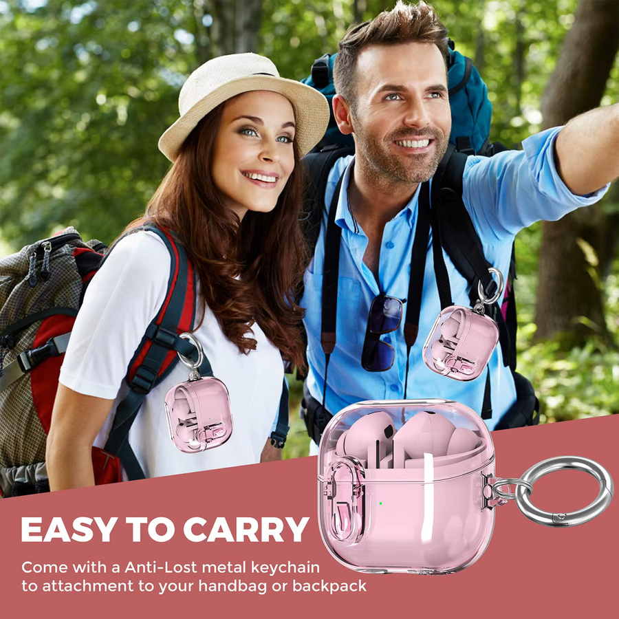 Samsung Galaxy Buds 3 FE Schutzhülle aus weichem TPU in Pink mit Reinigungsset und Schlüsselanhänger - Bild 2