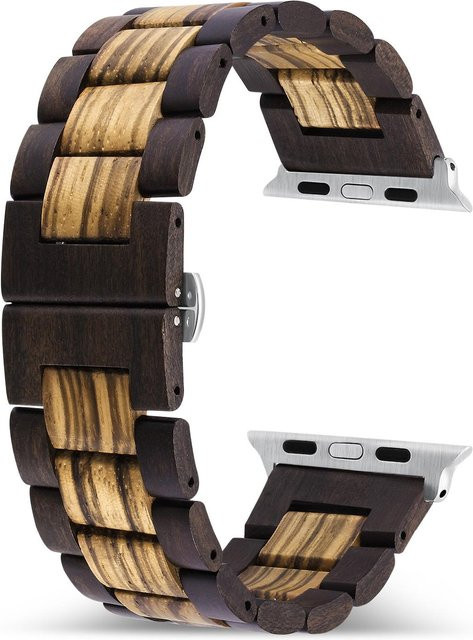 QINGLONG GOODS Uhrenarmband Holz, Schwarz, Unisex - Bild 1