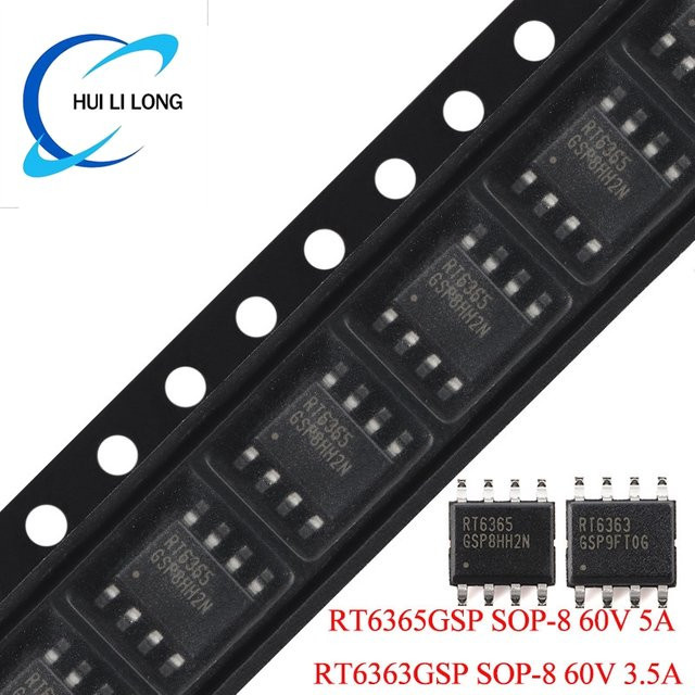 RT6363 RT6363GSP RT6365 RT6365GSP Asynchroner Buck-Step-Down-Wandler-Chip SMD IC in Schwarz SOP-8 60V 2.5A/5A - Bild 1