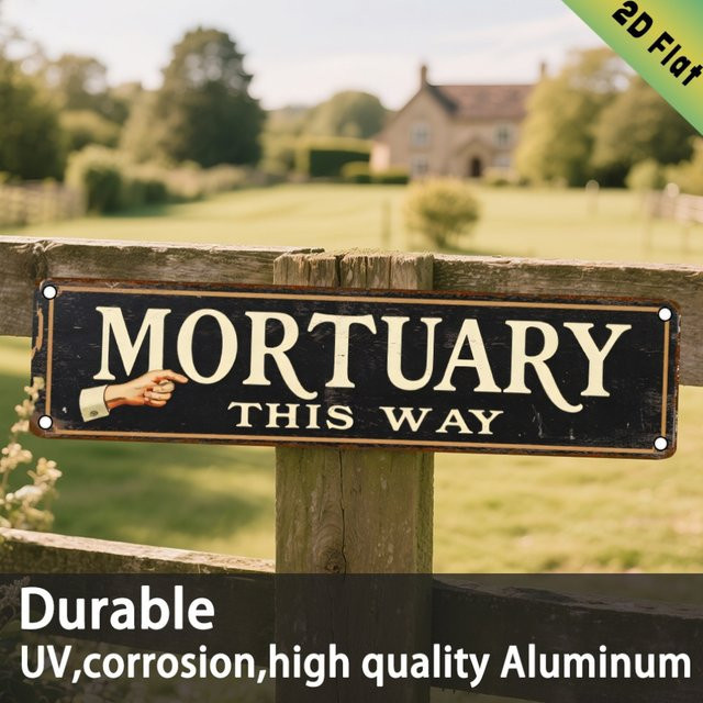 Vintage Mortuary Wandschild aus Aluminium in Schwarz und Multicolour, wetterbeständige Deko für Innen und Außen, Breite: 40 cm, Höhe: 10 cm - Bild 1
