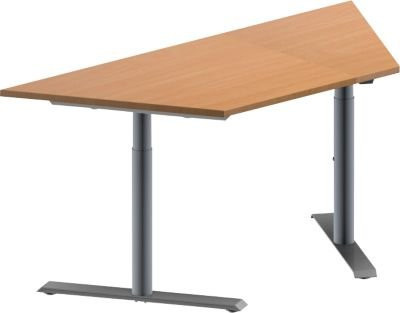 Schäfer Shop Genius Konferenztisch MODENA FLEX in Trapezform mit T-Fuß Rundrohr, Buche und Weißaluminium, B/T/H: 160 x 80 x 65-85 cm - Bild 1