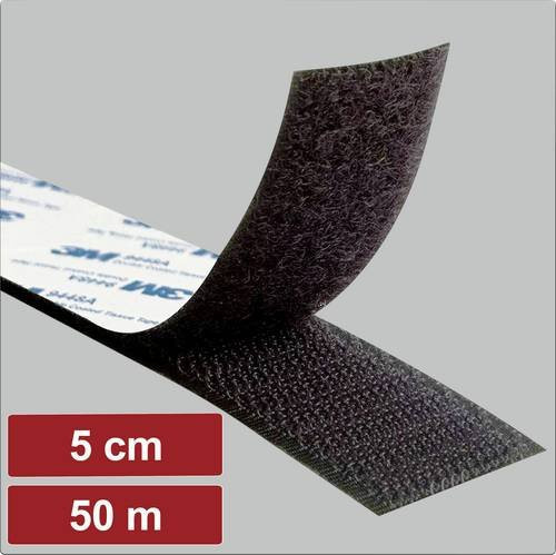Electronic Garage Klettband zum Aufkleben mit Haft- und Flauschteil, Schwarz, Länge: 50 m, Breite: 5 cm - Bild 1