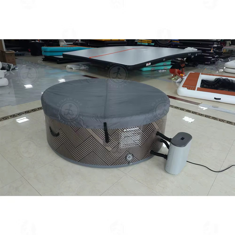 Ejia Aufblasbarer Whirlpool in Grau mit Drop-Stitch-Technologie für 6-8 Personen, runder Outdoor-Spa mit 170 Luftdüsen und Heizsystem - Bild 3