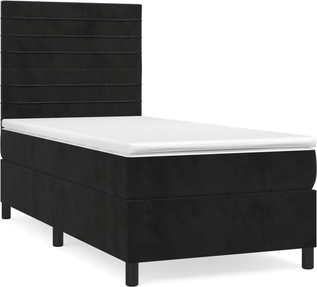 vidaXL Boxspringbett mit Matratze in Schwarz aus Samt, Hybrid-Design mit Taschenfederkern, B/T: 100 x 200 cm - Bild 1