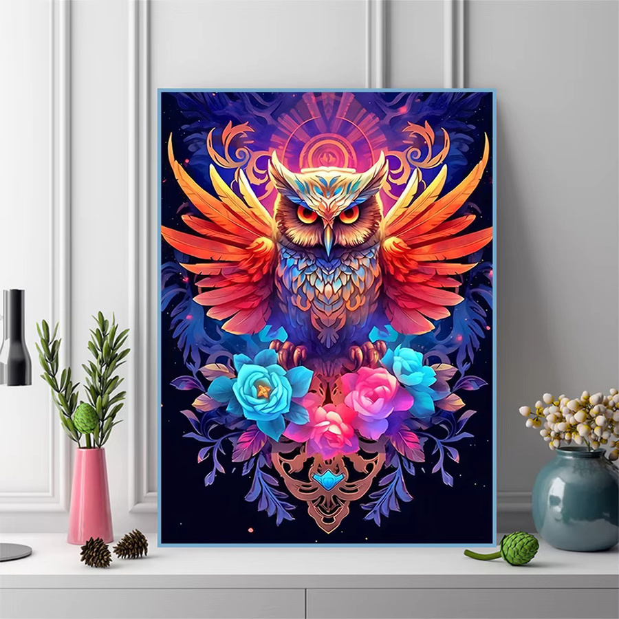 Momoart Diamant-Malerei Adler mit Blumen als DIY Mosaik-Kunsthandwerk in Multicolour, B/H: 30 x 30 cm - Bild 3