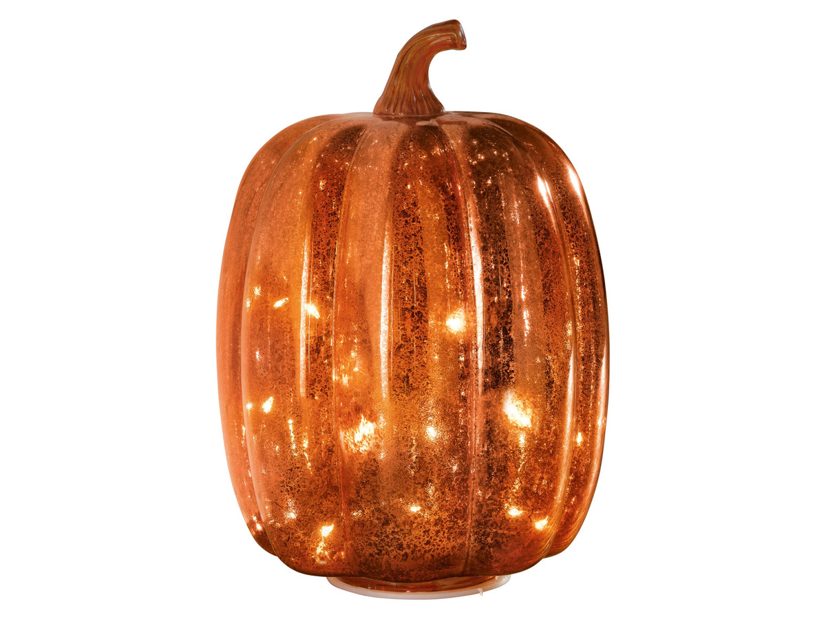 LIVARNO LED-Deko-Kürbis für Halloween in Orange und Gold, Tischdeko-Figur, Höhe: 20,5 cm, Breite: 15,0 cm, Tiefe: 13,5 cm - Bild 2