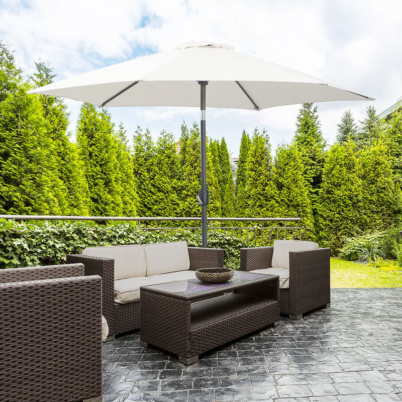 Outsunny Knickschirm Sonnenschirm aus Aluminium und Stahl mit Polyesterbespannung in Beige, Durchmesser: 2,6 m, Höhe: 2,35 m - Bild 3