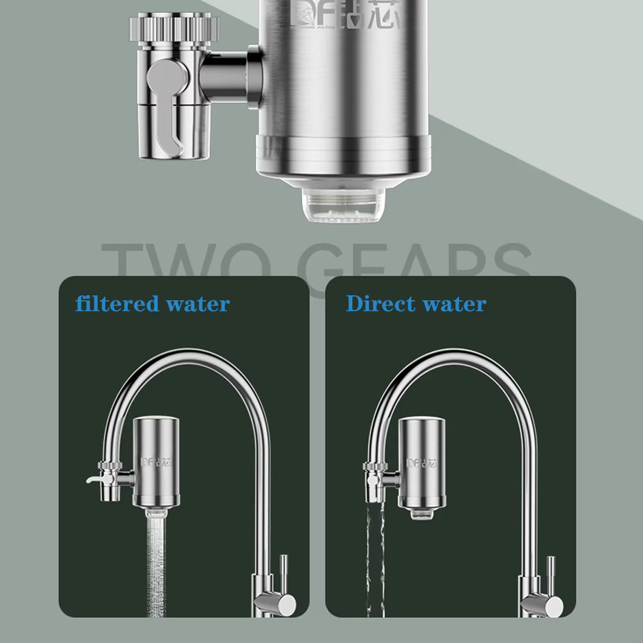 Huppgou Keramik-Wasserfilter für die Küchenarmatur aus Edelstahl in Silber, abnehmbar und waschbar - Bild 2