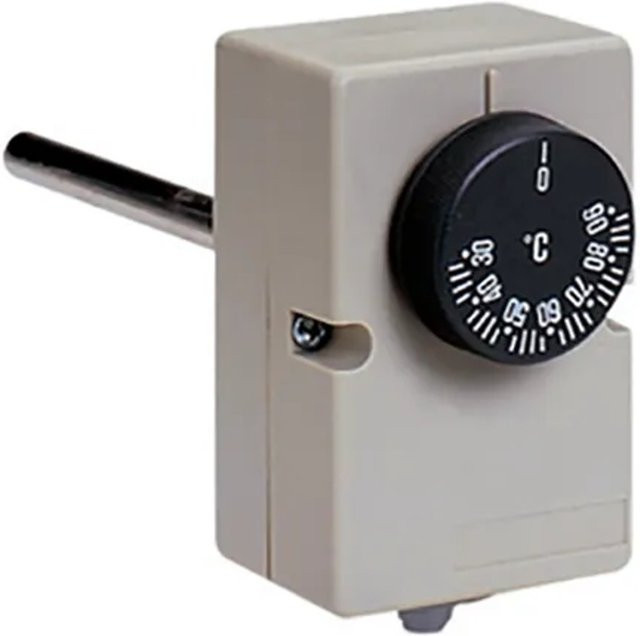 Emmeti Thermomatic Tauchthermostat Standard Serie in Grau mit 1/2 Zoll Anschluss und 90 mm Lanze, Einstellbereich 30-90°C - Bild 1