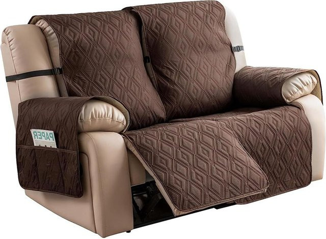 Wasserdichter und rutschfester Relaxsessel-Überzug in Braun mit elastischen Bändern, waschbarer Sesselbezug für Liege und Loveseat - Bild 1