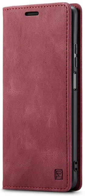 Xiaomi 12T Pro Leder Brieftasche Magnetische Klapphülle mit Kartenhalter und Ständer in Rot - Bild 1