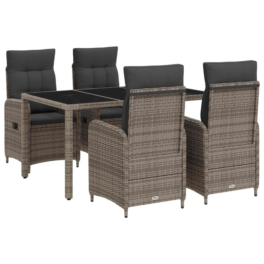 vidaXL Outdoortisch-Set mit 5 Teilen in Hellgrau und Dunkelgrau, B/T/H: 150 x 90 x 75 cm - Bild 2