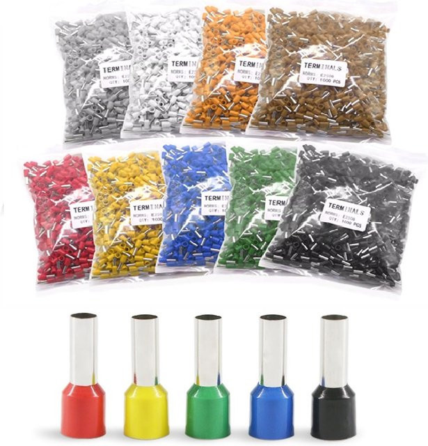 FATO Elektrische Drahtkabelhülsen und Steckverbinder Set, Röhrenförmige Crimpklemmen und Ringhülsen in Schwarz und Multicolour - Bild 1