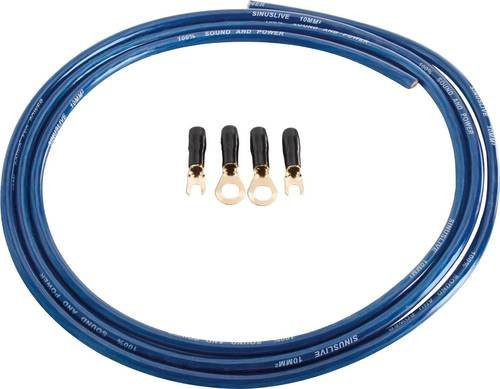 Sinuslive Car HiFi Stromkabel-Set 10 mm² vergoldet in Gold und Blau - Bild 1