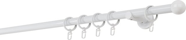 Mydeco Maß-Gardinenstange einläufig in Weiß mit Endstück Ball, Durchmesser: 2 cm, Länge: 140 cm - Bild 1