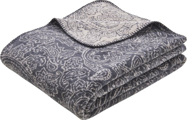 DONE Wohndecke Payson aus Baumwolle in Grau mit Ornament-Design - Bild 1