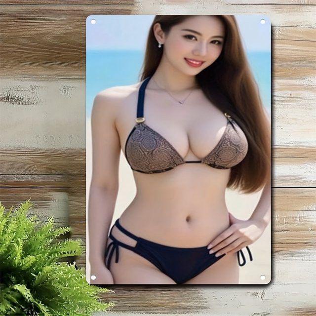 CIFBUY Wandkunst Bikini-Mädchen Metallschild aus Eisen für Zuhause, Bar und Café - Bild 1