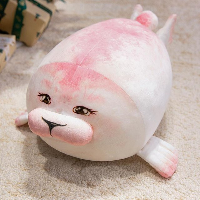 Pärchen Robbe Puppe Plüschtier, 25cm, Blau, Rosa / Pink - Bild 1