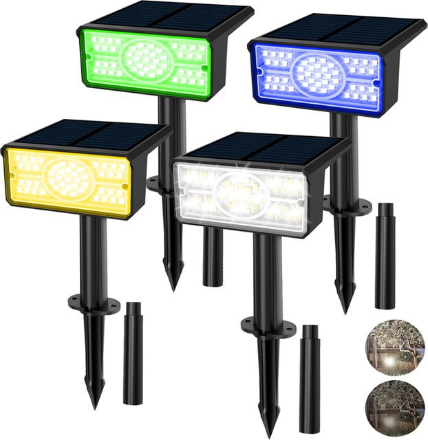 T-SUNRISE Solar Gartenleuchten Set mit 49 LEDs, IP65 wasserdichte Outdoor Solar Spotlight Wandleuchte für Garten und Außenbereich, 2er Pack in Grün, Blau oder Schwarz - Bild 1