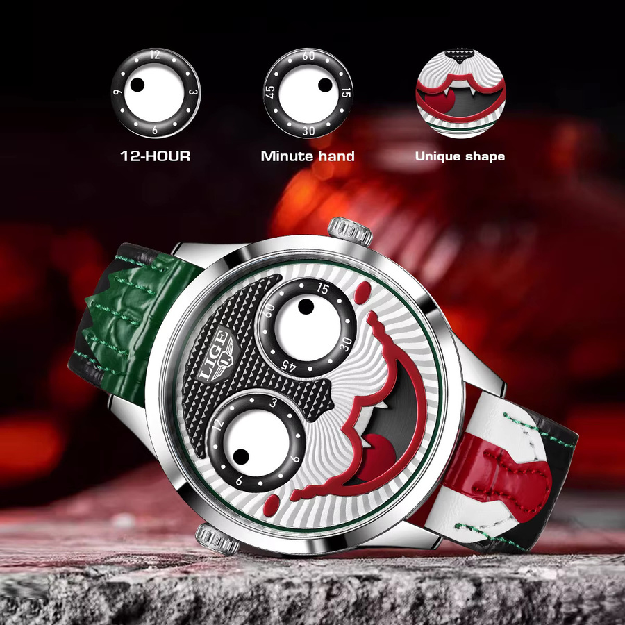 LIGE Armbanduhr Quarz, Leder, Edelstahl, Herren - Bild 2