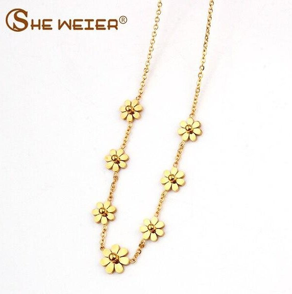 YIRAN Jewelry Halskette Blumen, Edelstahl, Gold, Damen - Bild 1
