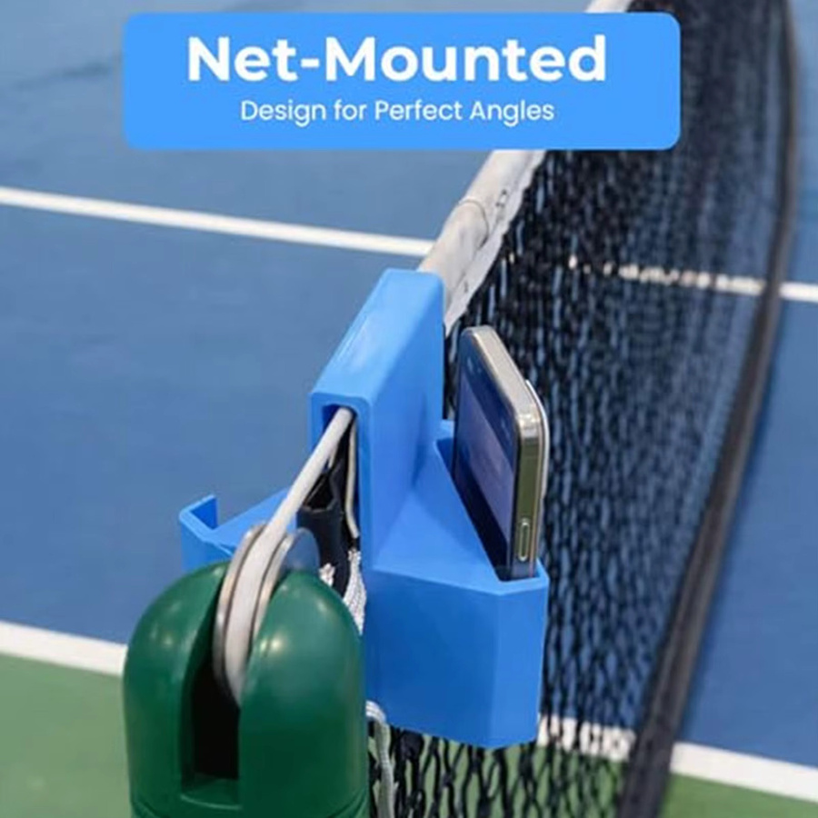 Tragbarer Tenniskamera-Halter in Blau für Spielanalyse und Live-Streaming, 3D-gedruckte Zaun-Telefonhalterung - Bild 2