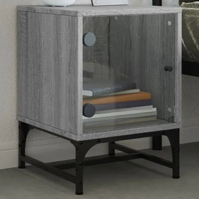 Vidaxl Nachttisch mit Glastür in Grau Sonoma, modern, B/T/H: 35 x 37 x 50 cm - Bild 1