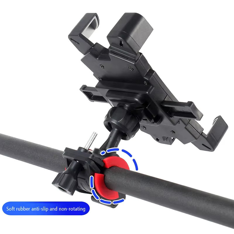 Stoßfester elastischer Smartphone Halter für Motorrad und Fahrrad mit 360 Grad Rotation für Mobiltelefone von 4,8 bis 6,8 Zoll in Schwarz und Rot - Bild 4