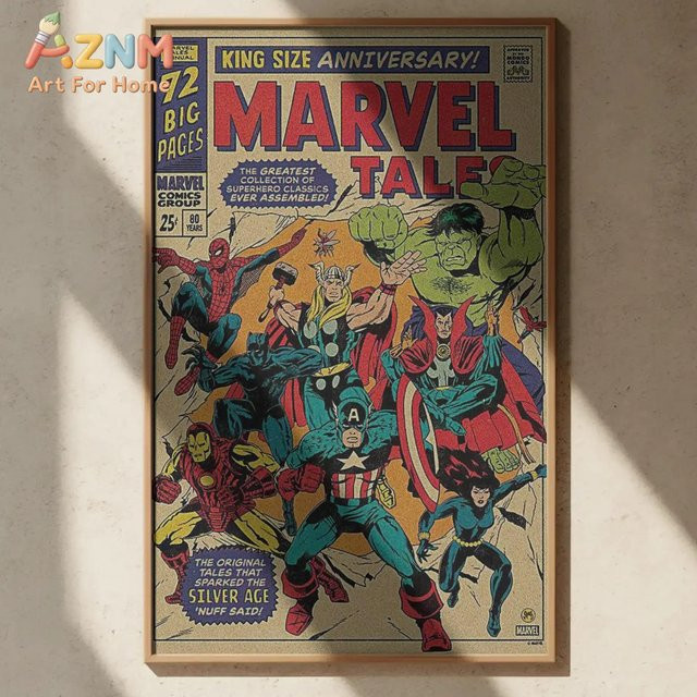KAYOU Marvel Tales Wandkunst-Poster, Vintage Avengers Comic-Druck in Multicolour, Nostalgische Superhelden-Dekoration aus Papier - Bild 1