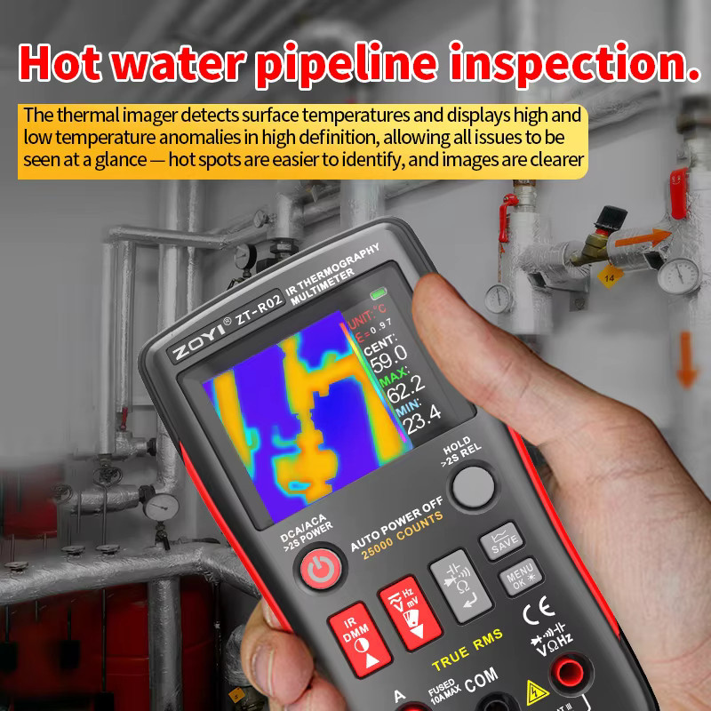 ZOYI ztR02 Hochpräzises Wärmebild-Multimeter in Schwarz mit 240x240 Auflösung und Messbereich von -20 bis 550 °C - Bild 3
