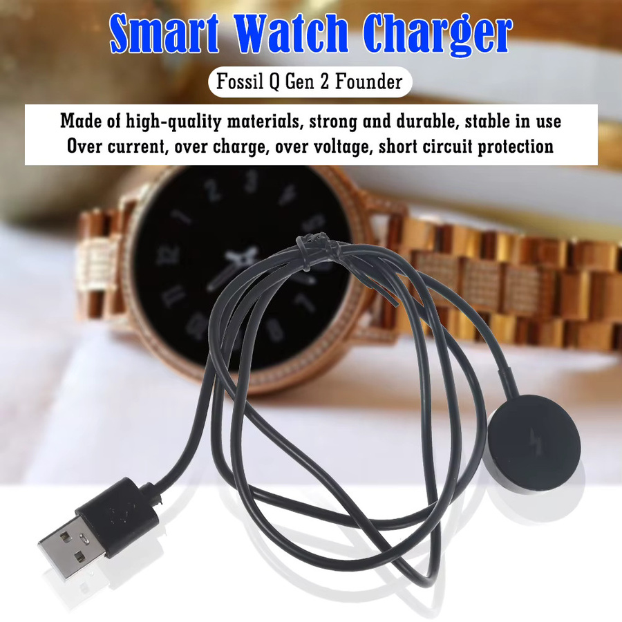 VODOOL Magnetisches USB-Ladegerät in Schwarz für Fossil Gen 1, Gen 2 und Gen 3 Smartwatches, 1 m Ladekabel mit Kurzschlussschutz - Bild 2