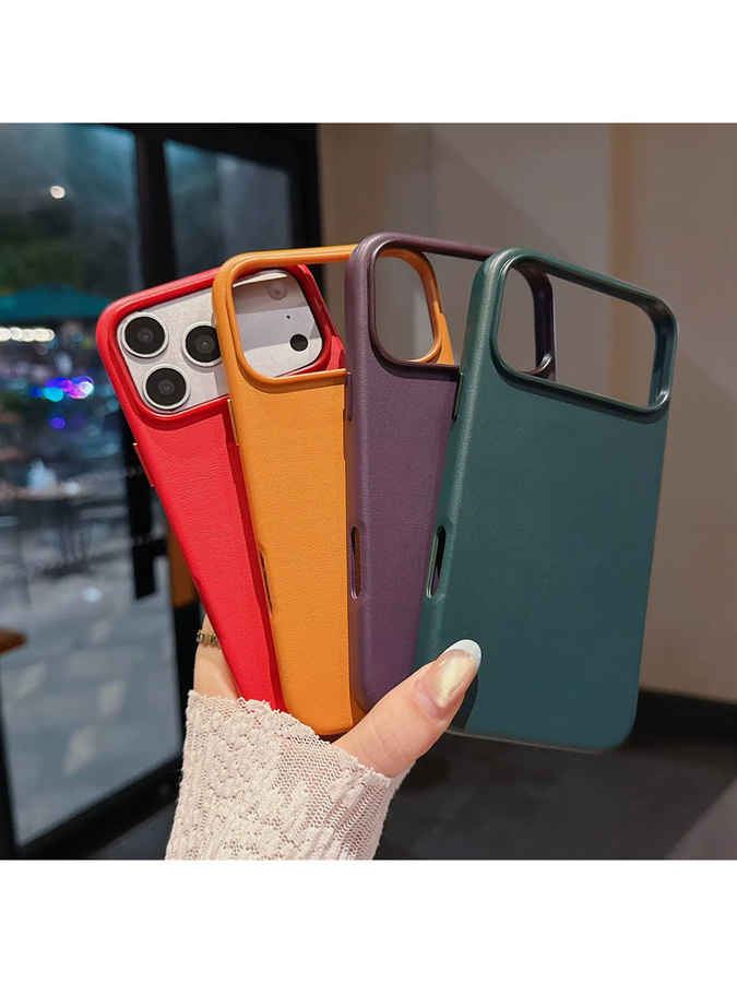 Apple MagSafe Lederhülle für iPhone 11 bis iPhone 17 Pro Max, sturzsicher und magnetisch, rot/mehrfarbig - Bild 3