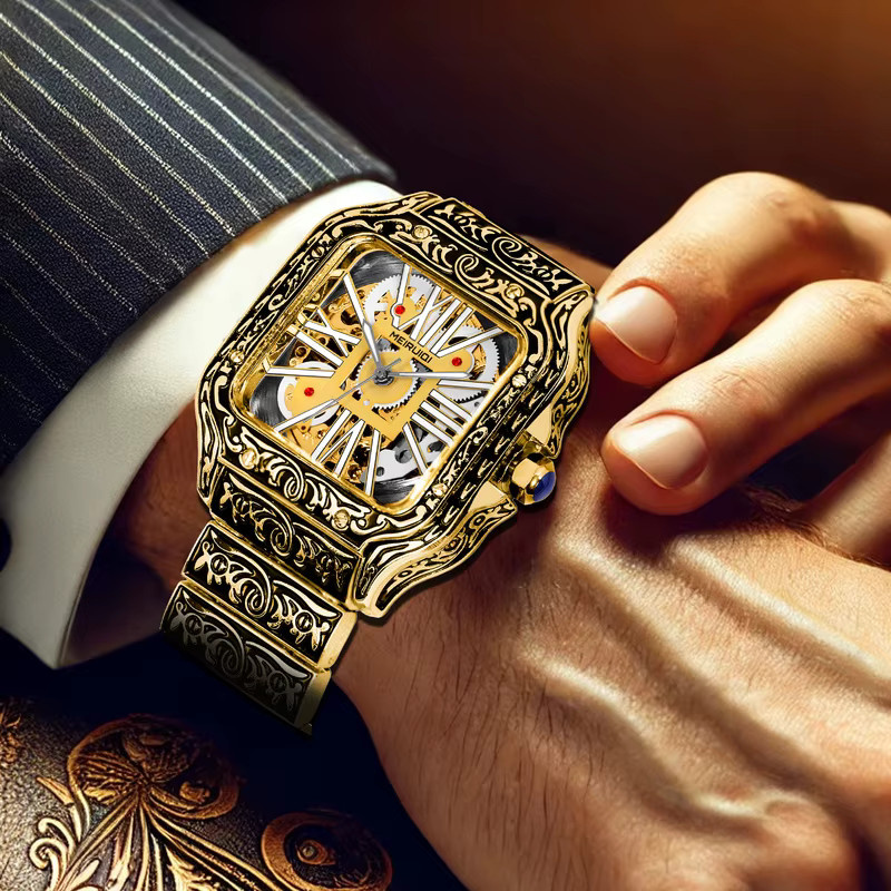 MEIRUIQI Armbanduhr Automatik, Gold, Herren - Bild 6
