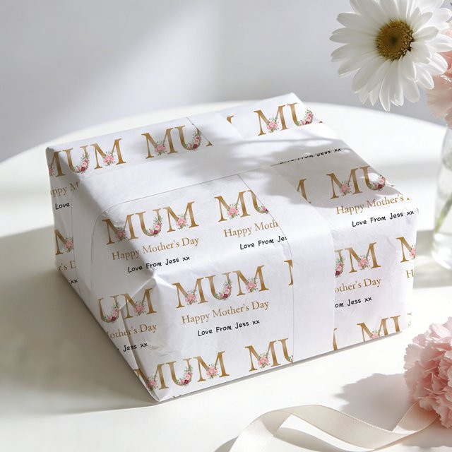 3 Stück personalisiertes Geschenkpapier für den Muttertag in Weiß von cyuan - Bild 1