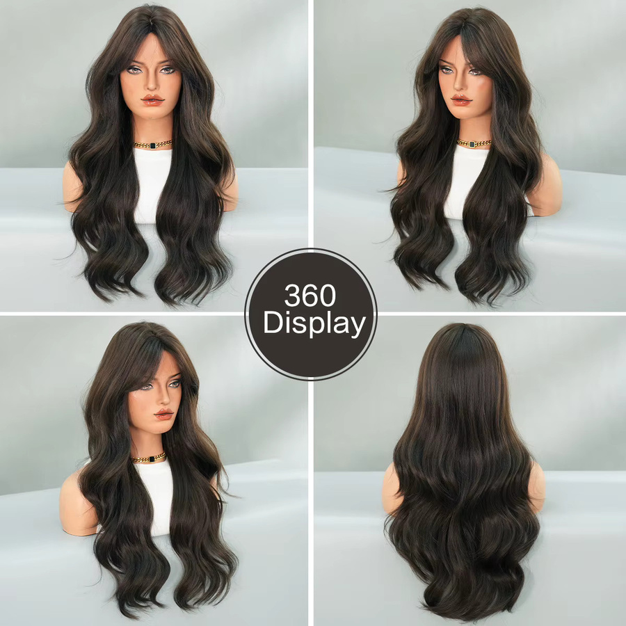 7JHH WIGS Perücke Damen, gewellt, dunkelbraun, synthetisch - Bild 2
