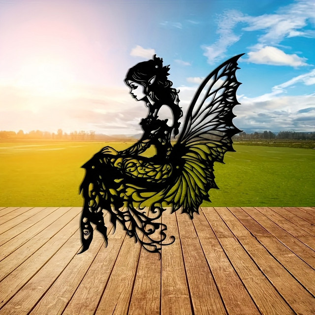 DDPNKL Wanddeko Fairy Silhouette aus Metall in Schwarz - Bild 1